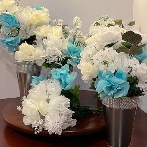 Wedding Flower Centerpieces Tiffany Blue Sky Blue White
